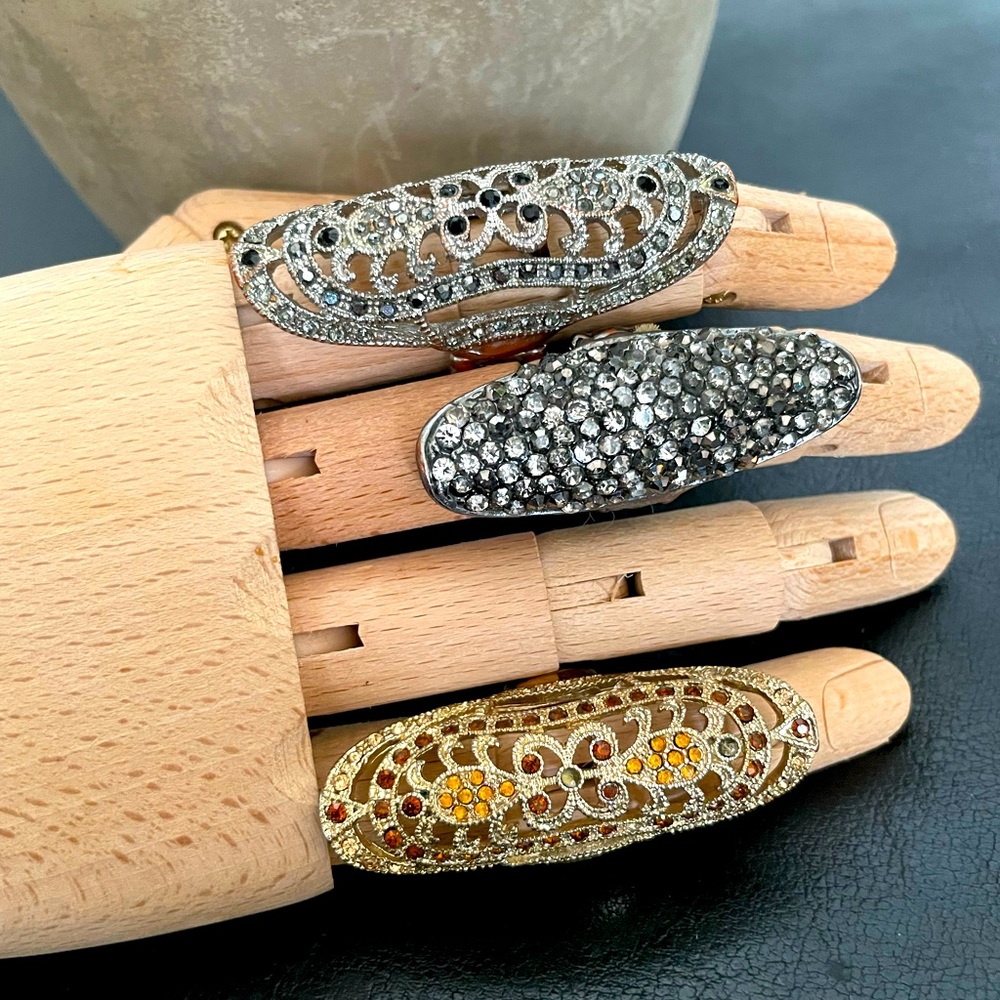 🎯Vintage y2k fashion adjustable rhinestone crystal knuckle tick bling bundle